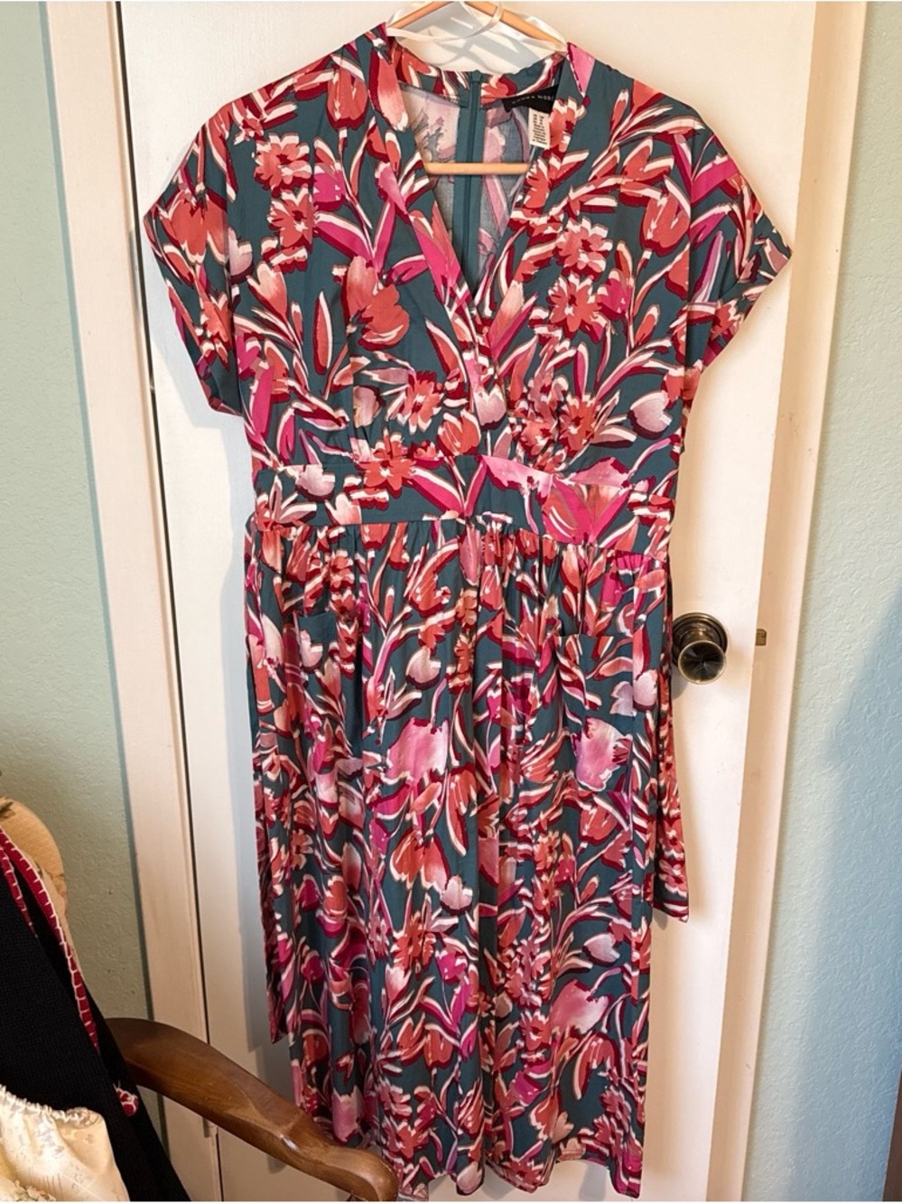 Donna Morgan Pink & Teal Floral Dress